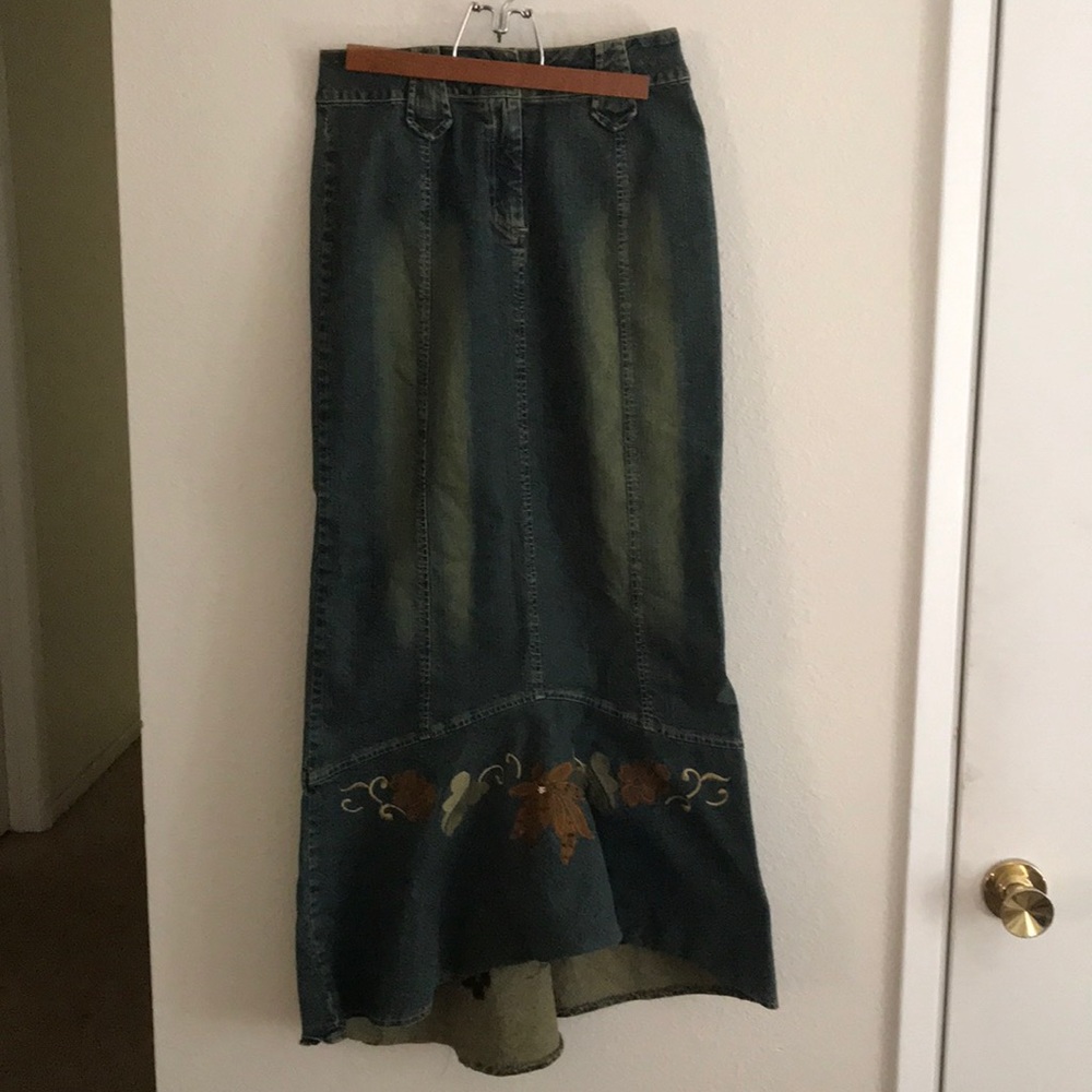 Kenzie High/Low Denim Maxi Skirt